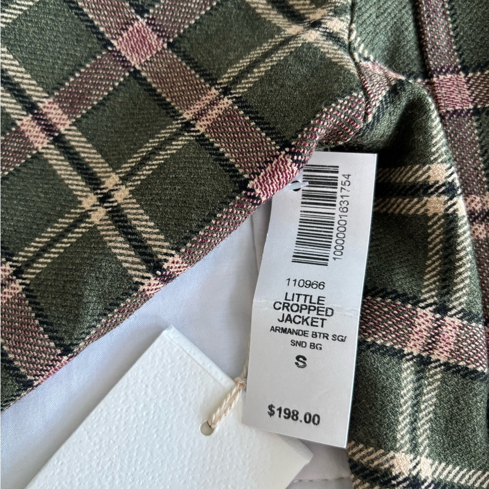 Wilfred Plaid Cropped Jacket - Green and Pink - Picture 4 of 4